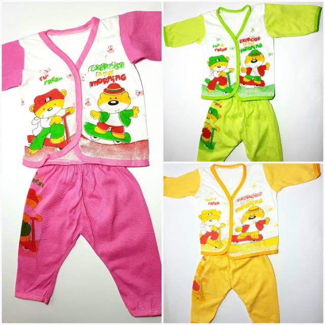 Setelan Baju Bayi Panjang Warna Warni S08