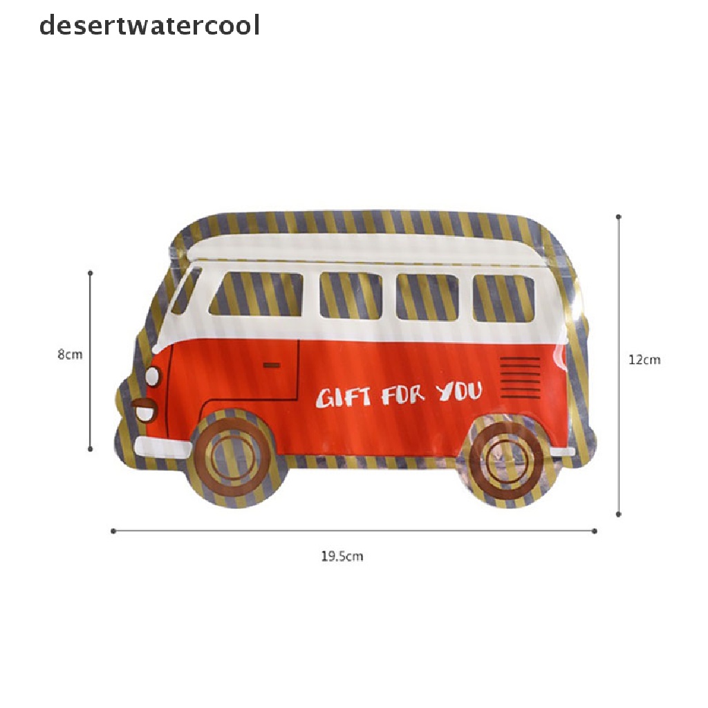 Deid 10PCS Kantong Plastik Ziplock Bentuk Bus Kecil Warna Merah Untuk Pesta Ulang Tahun Anak