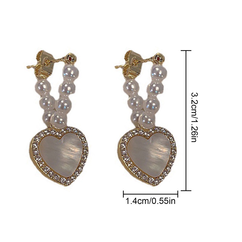 Anting Tusuk Gantung Temperament Bahan Sterling Silver 925 Desain Hatimutiaraberlian Gaya Perancis Untuk Wanita