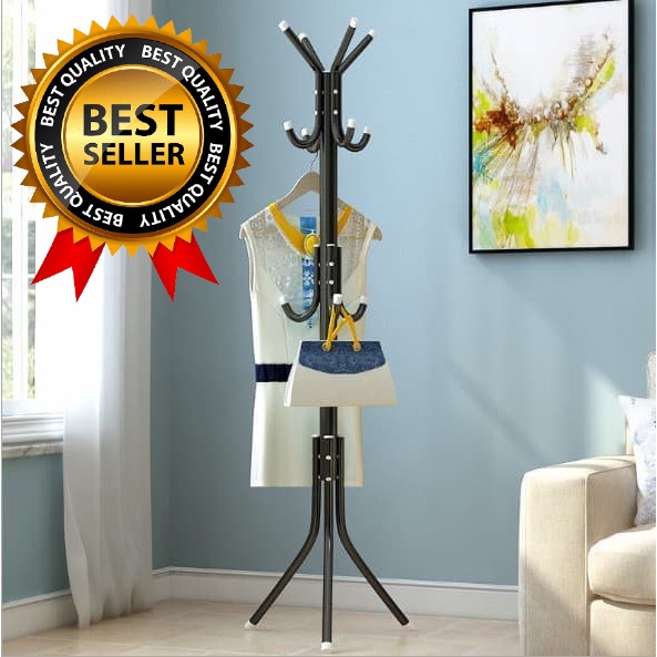 STAND HANGER Gantungan Tiang Berdiri 9 HOOK Baju Tas - Topi COATRACK KOKOH SERBAGUNA Aesthetic Gantungan Berdiri Kekinian Modern Minimalis Coat Rack