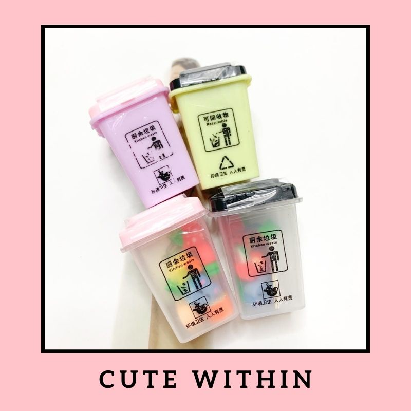 PENGHAPUS TONG SAMPAH LUCU UNIK ALAT TULIS ERASER WANGI BERSIH HADIAH MAINAN ANAK CUTE WARNA WARNI K