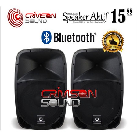 PAKET KOMPLIT SPEAKER AKTIF CRIMSON 15 inch BLUETOOTH Type SOUL 15