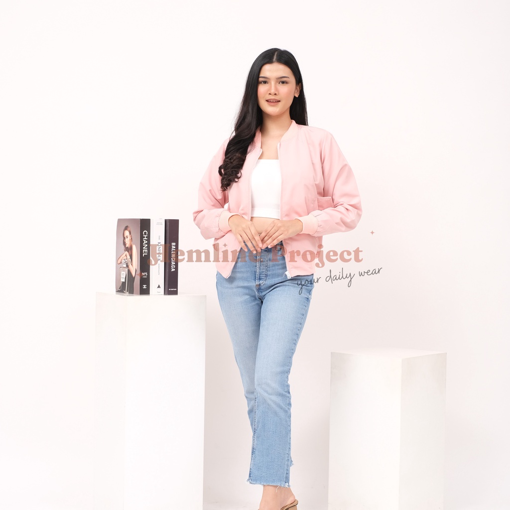 Gania Bomber Jaket Peach - Jaket Parasut Wanita