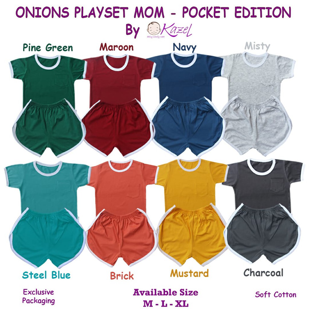 [Size M-XL Warna Maroon] Kazel Onions Playset Mom Pocket Edition Setelan Pendek Ibu