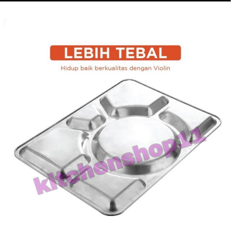 PIRING NAMPAN MAKAN RUMAH SAKIT TEBAL SEKAT 6 SEGI STAINLESS / meshtray stainless / ompreng rumah sakit stainless TEBAL