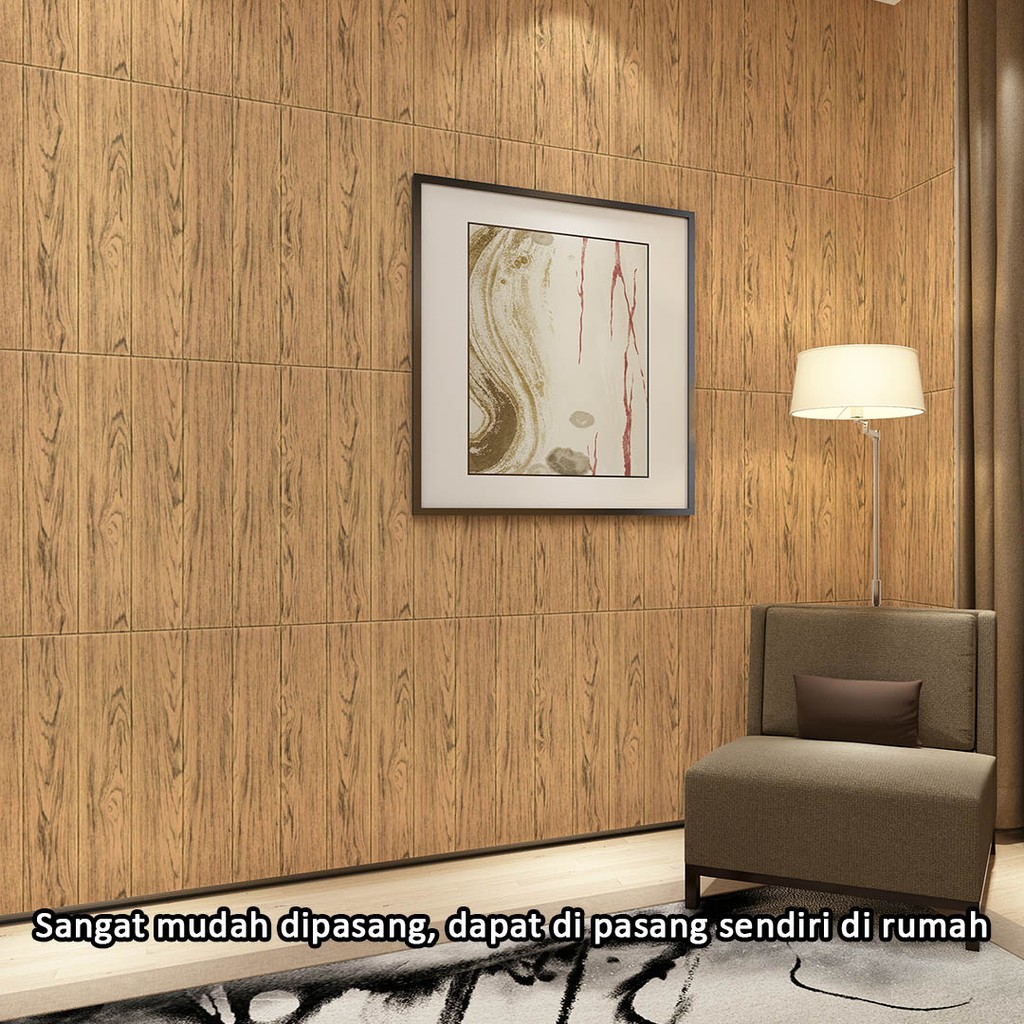 Wallpaper dinding 3d motif kayu wood wallfoam Dekorasi Kamar murah 70x70cm-7