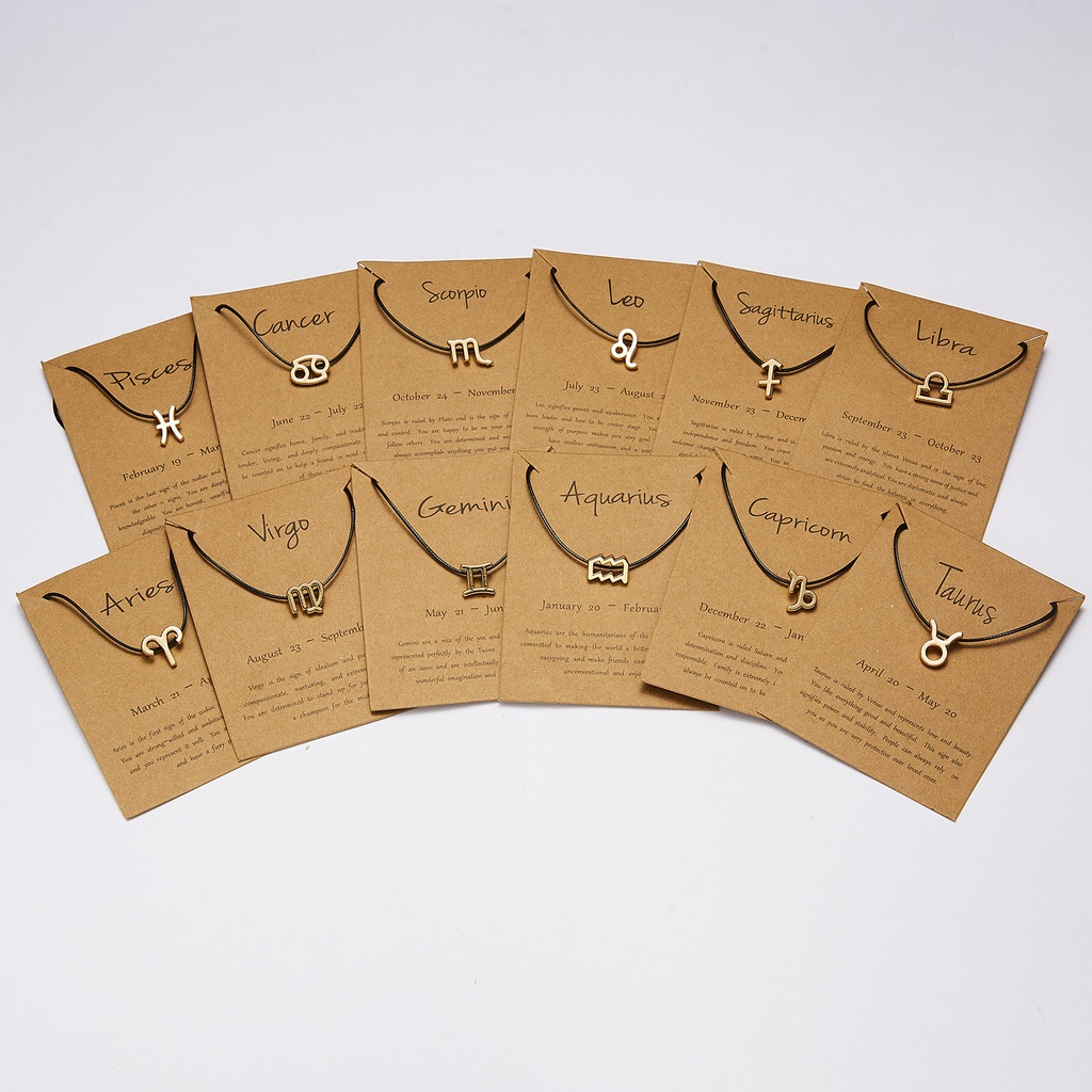 Gelang Tangan Tali adjustable Motif Zodiak Untuk Pasangan Pria / Wanita