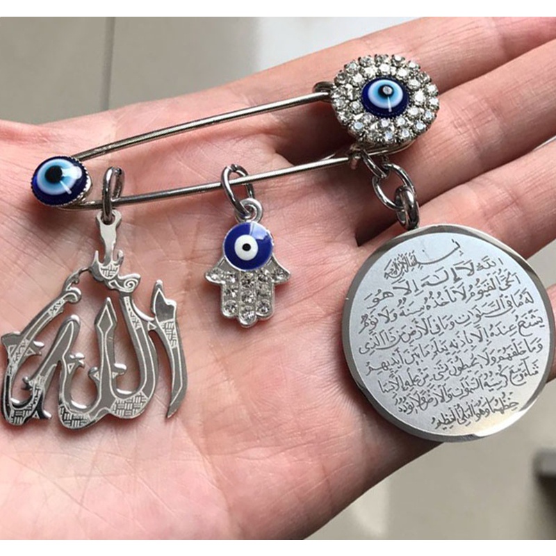 Bros Pin Bentuk Tangan Fatima Hamsa Mata Iblis Allah Untuk Aksesoris Scarf Hijab Muslim