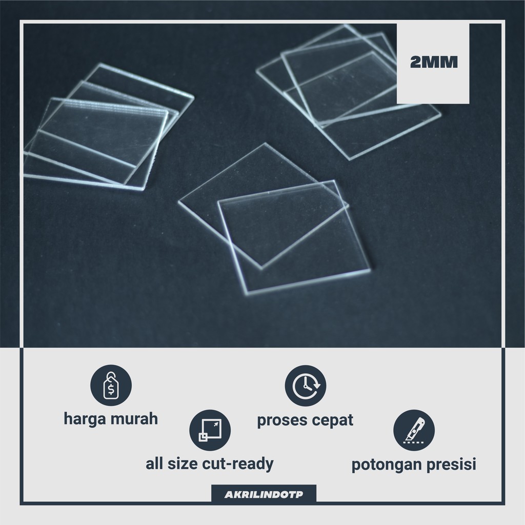 CUSTOM AKRILIK BENING PERSEGI TERBAIK tebal 2mm LASER CUTTING