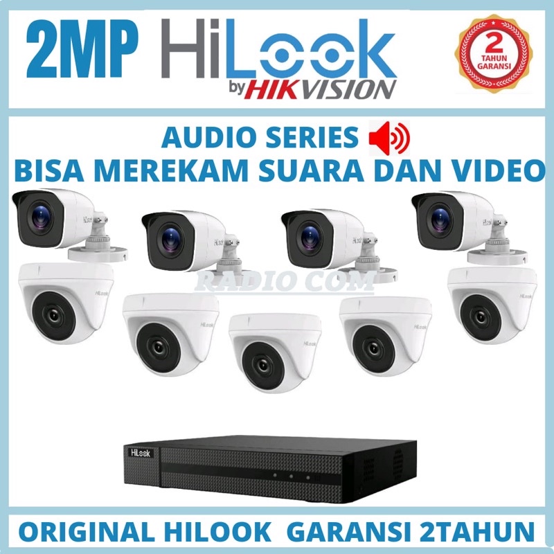 PAKET CCTV HILOOK AUDIO 16 CHANNEL 9 KAMERA 2MP BISA MEREKAM SUARA DAN VIDEO