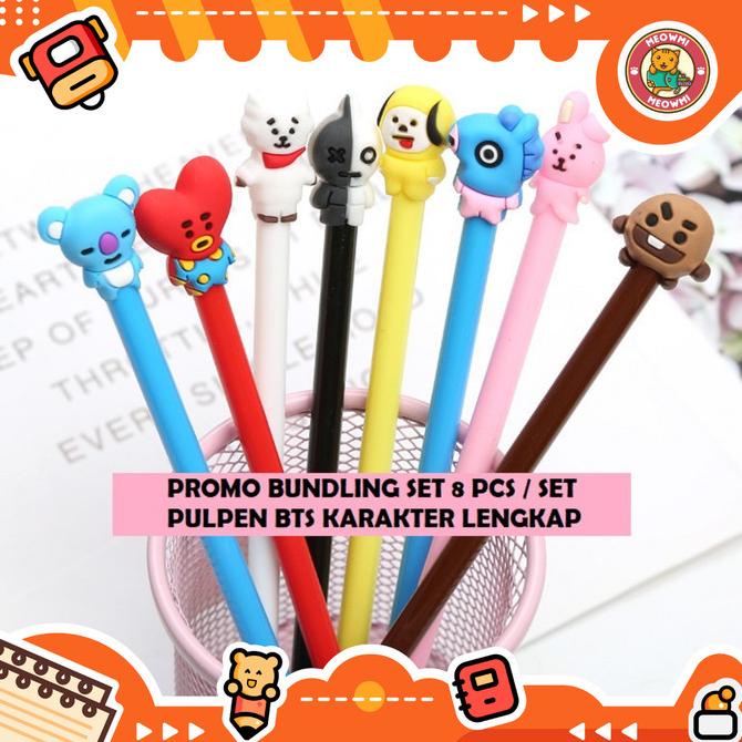 

Ready...Ready...Ready...] 8pcs Pulpen BTS Kpop Mascot Boy Band Korea Karakter Lengkap PN0280