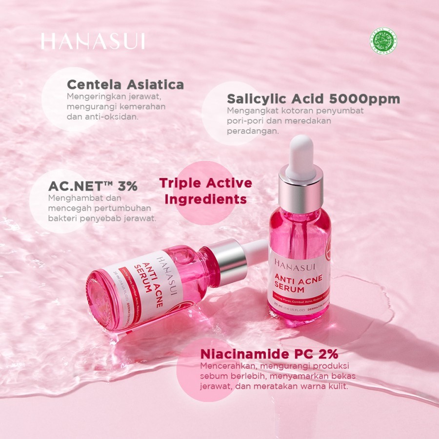 Serum Wajah Muka HANASUI Whitening Brighty Anti Acne Jerawat Pink BPOM ORIGINAL