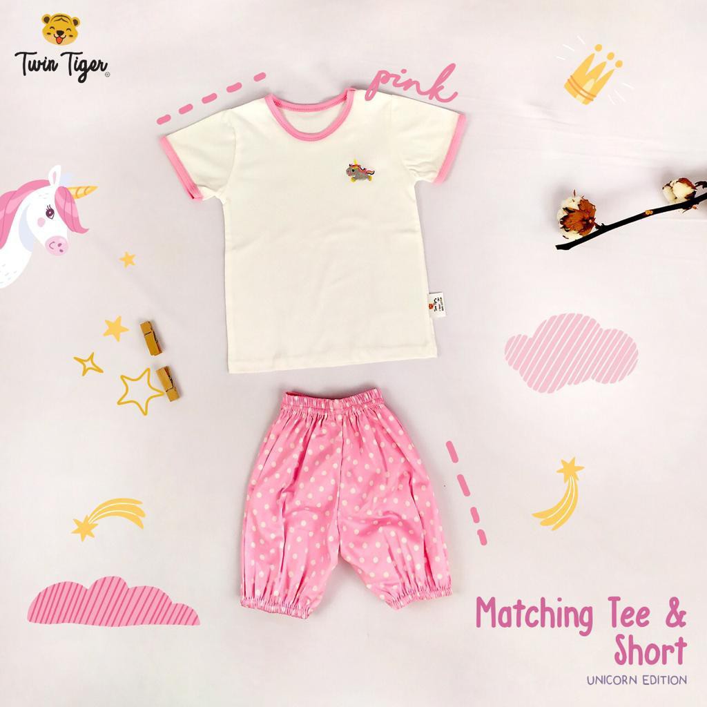 TWIN TIGER SETELAN POLKADOT ANAK MATCHING TEE &amp; SHORT BAJU BAYI 1-5 Tahun