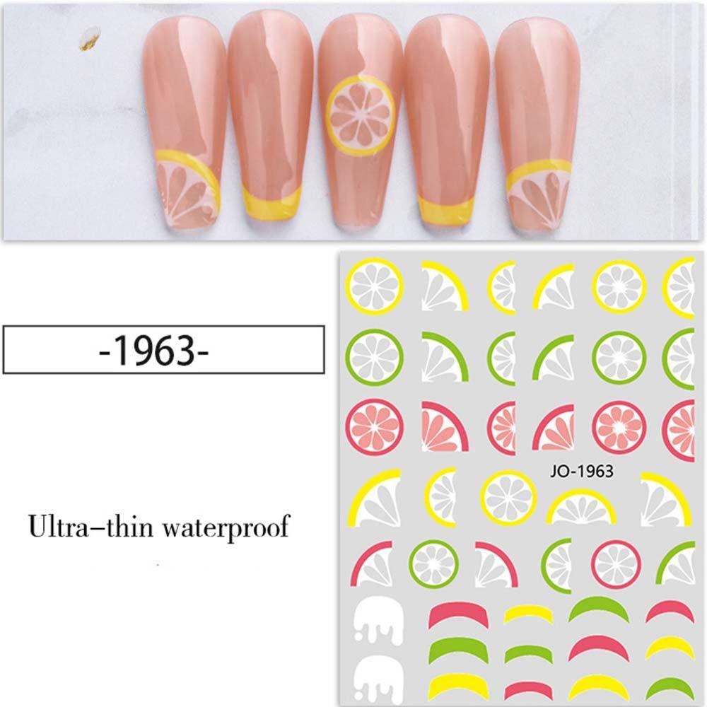 AUGUSTINA Agustina Buah Stiker Kuku 3D Fashion Dekorasi Kuku Manicure Strawberry Alpukat Semangka Nail Decal