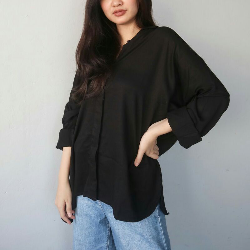 BEFAST - ZFS OOTD Wanita Kemeja AIMIRA / ZODYA OVERSIZE XXL RAYON TWILL SHIRT / Kemeja Lengan Panjang / Kem Oversize Kekiniaan Remaja / Kemeja Polos / Terlaris / Fashion Kantor