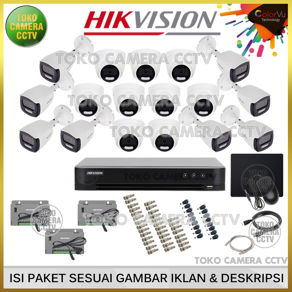 PAKET CCTV HIKVISION COLORVU 5MP 32 CHANNEL 17 KAMERA