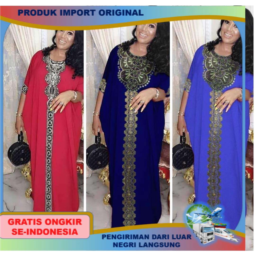 gaun Wanita style Afrika Pakaian Swing Dress Muslim Fashion Ukuran Lengan Panjang Jubah Tinggi Elast