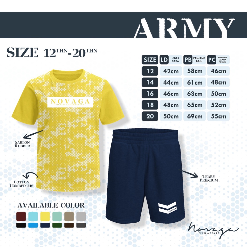SETELAN ANAK LAKI-LAKI MOTIF ARMY SIZE 12-16 TAHUN