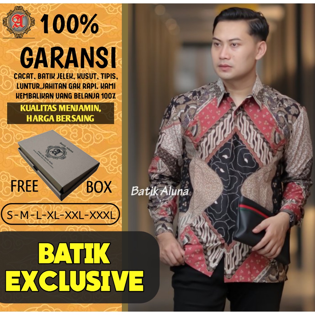Baju Batik Pria Premium  - Baju Batik Pria Lengan Panjang Premium Aluna PCW 008 - Batik Premium Furi