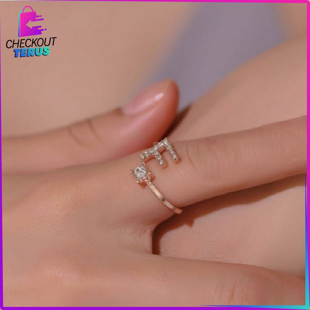 CT K59 Cincin Abjad Huruf A-Z Wanita Fashion Cincin Wanita Huruf Set Perhiasan Wanita Cincin Huruf Gold Stainless Inisial Nama Cincin Alphabet