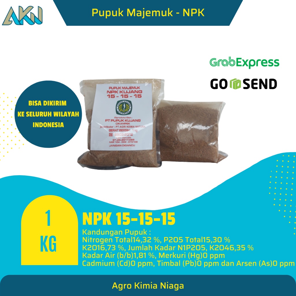 Pupuk NPK 15 15 15 - Pupuk NPK Kujang Repack 1 Kg - Pupuk Padi
