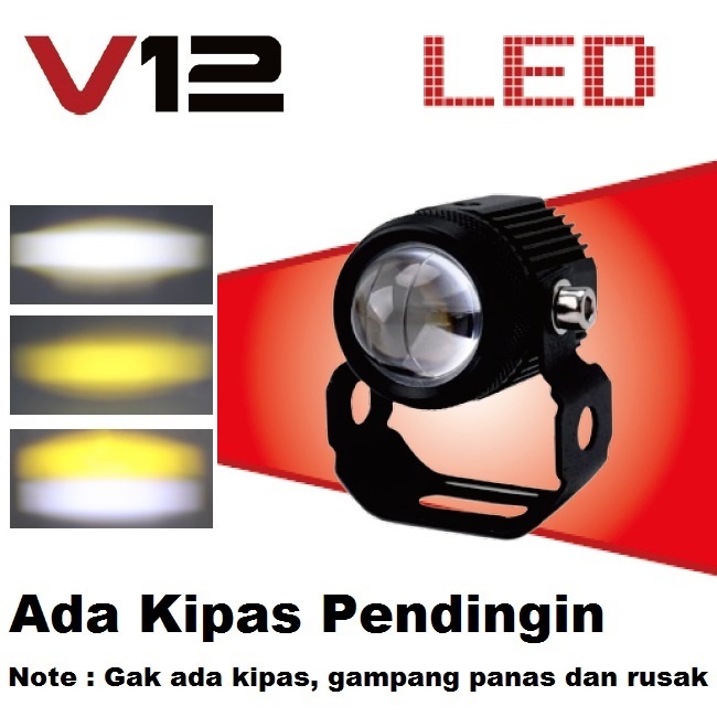 Lampu Tembak Sorot LASER GUN LED V12 D2 D3 Mobil Motor 20Watt 2 Warna Putih Kuning Mini 20 Watt 20W Lasergun