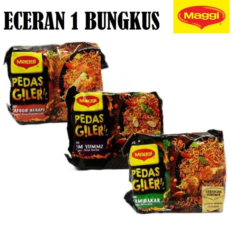 ECERAN MAGGI Pedas Giler Mie Instant Goreng Ayam Bakar Tom Yummz Seafood Berapi Import Malaysia ORI