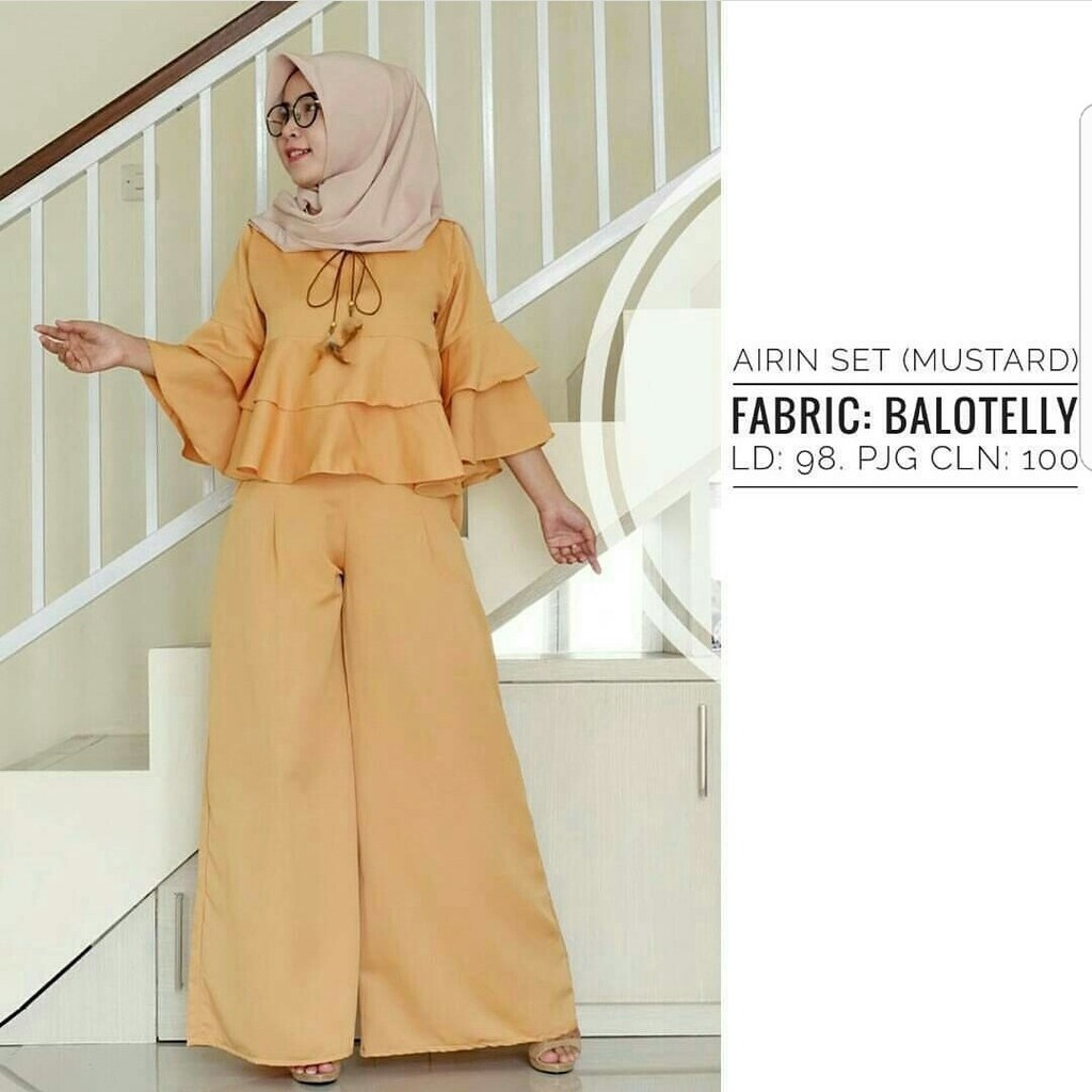 DeltaRN Airin Set Mustard Fashion Muslim Setelan Busana Muslim Terbaru