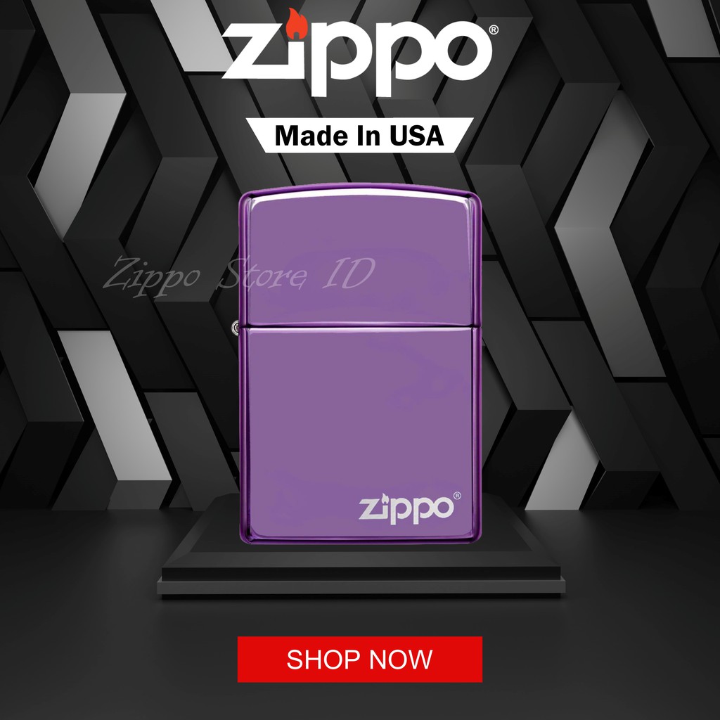 Zippo Classic High Polish Purple Zippo Logo 24747ZL Original Zippo