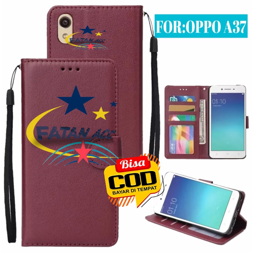 Flip Case OPPO A37/NEO 9 Leather Flip Case Wallet OPPO A37/NEO 9 Dompet Hp Buka Tutup Stand Cover Ha