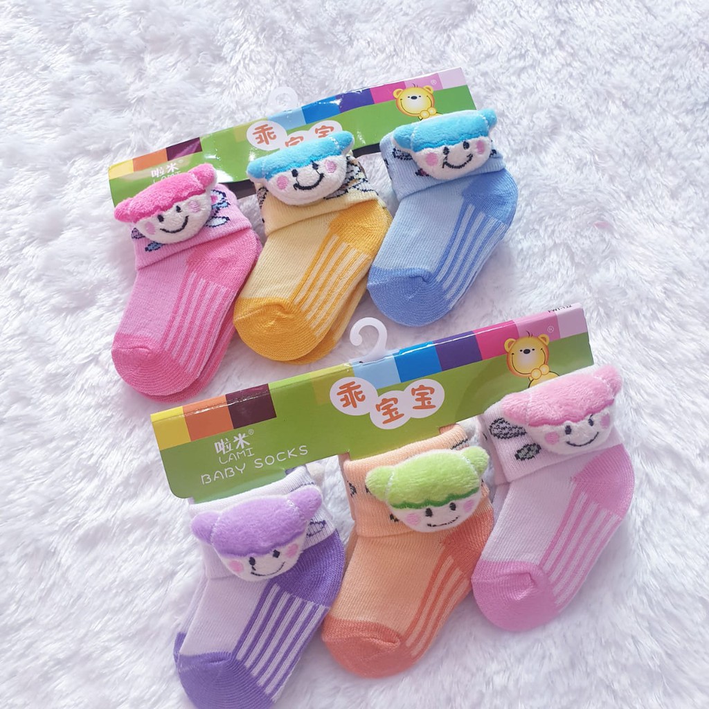 COD Bayar Ditempat Kaos Kaki Boneka Isi 3 Pcs Baby Alicia