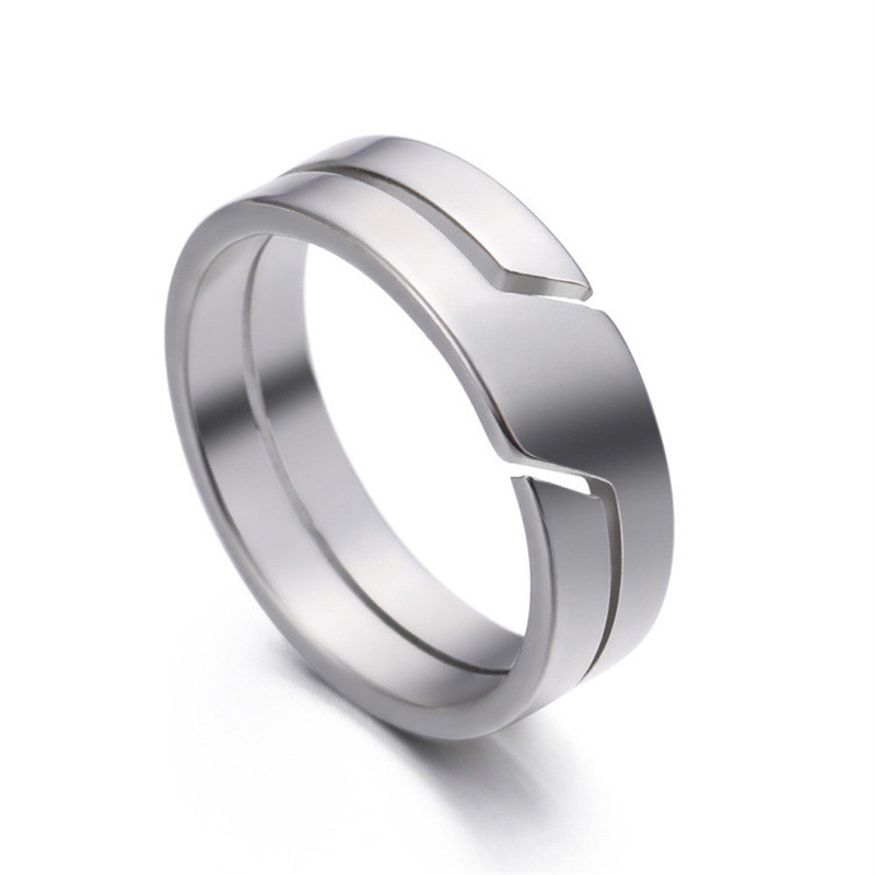 Fashion Simple Stainless Steel Hollow Lines Couple Rings for Men Women