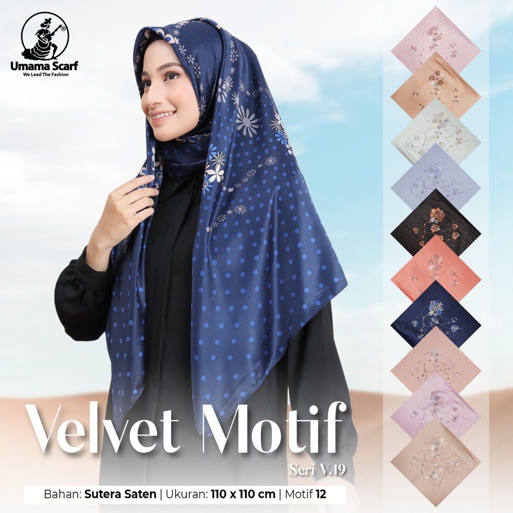 Segiempat Motif Hijab SILK OLIVIA MOTIF UMAMA 110x110 Butter Silk Velvet Motif-V.19 Motif 12