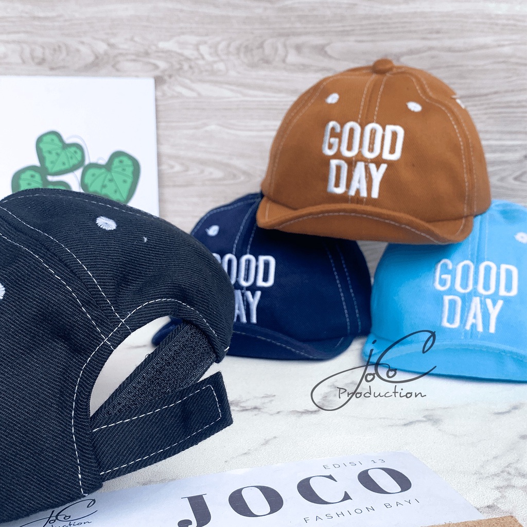Jocoproduction - Topi Fashion Anak Bayi Baseball Lipat Bordir Good Day Unisex-4