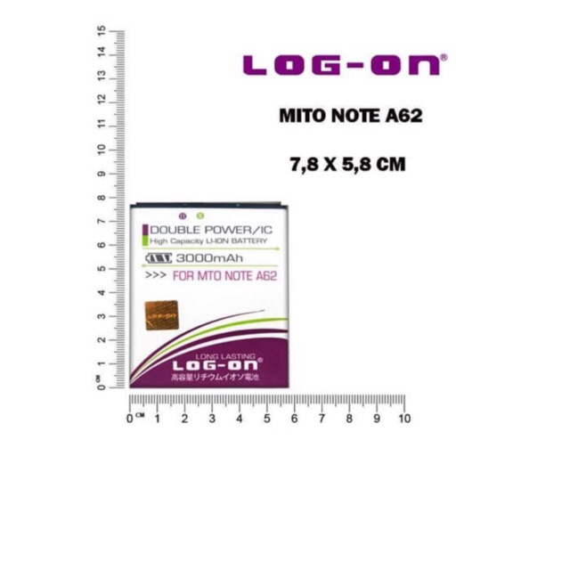 BATERAI MITO NOTE A62 - BA00137 - LOG ON DOUBLE POWER BATTERY BATRE