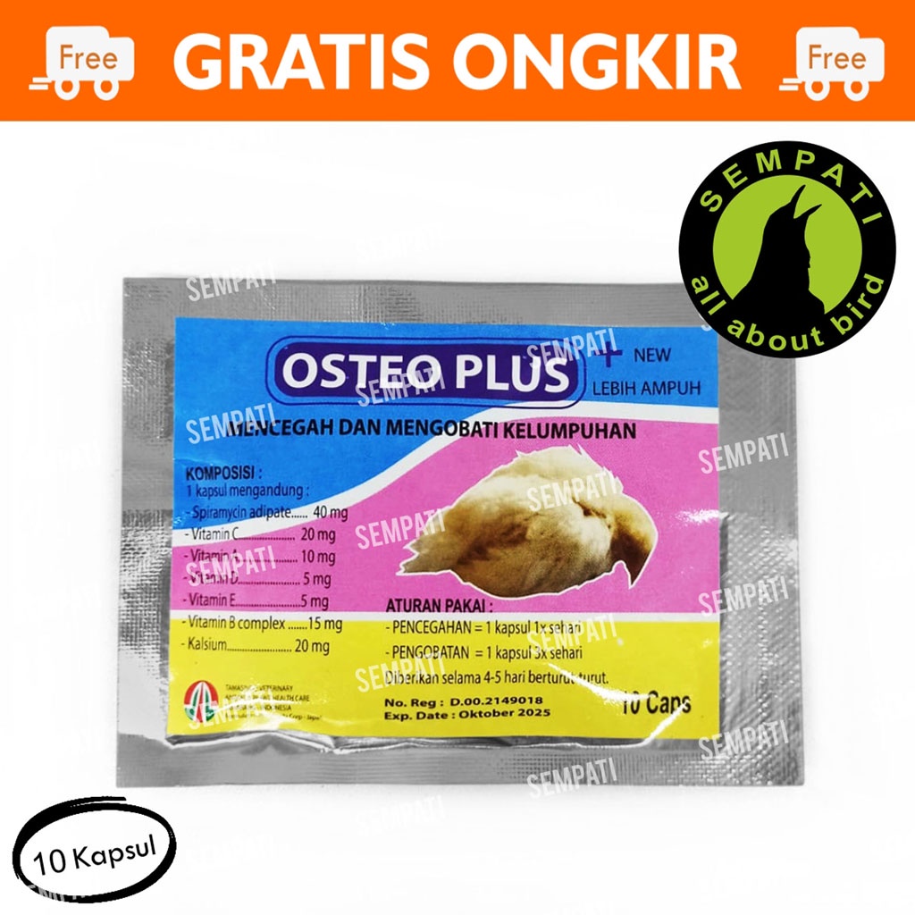 Obat Ternak Ayam Unggas Anti Lumpuh Atasi Sakit Snot Osteo Plus 10 Kapsul Obat Ayam Lumpuh Lemas Vitamin Nafsu Makan Perawatan Pencegahan Ayam Bebek Merpati Lumpuh