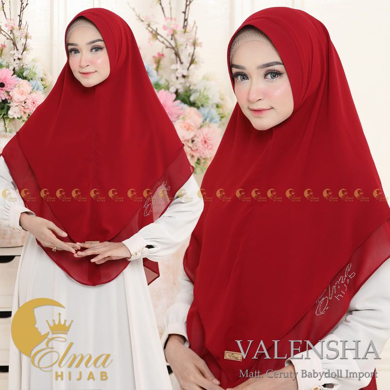 Jilbab Instan  Khimar Valensha 2 layer Ceruty Babydoll By Elma Hijab