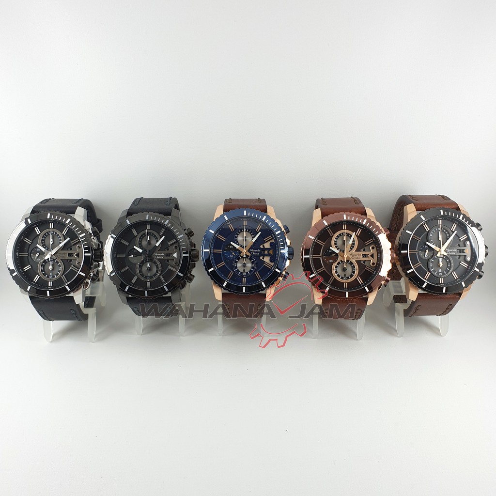 Alexandre Christie AC 6527 MC / Jam Tangan Pria AC6527 Alexander Cowok Kulit Chrono