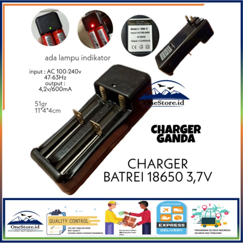 Charger Baterai 18650 1/2/4 Slot Charger Cas Baterai Senter Swat