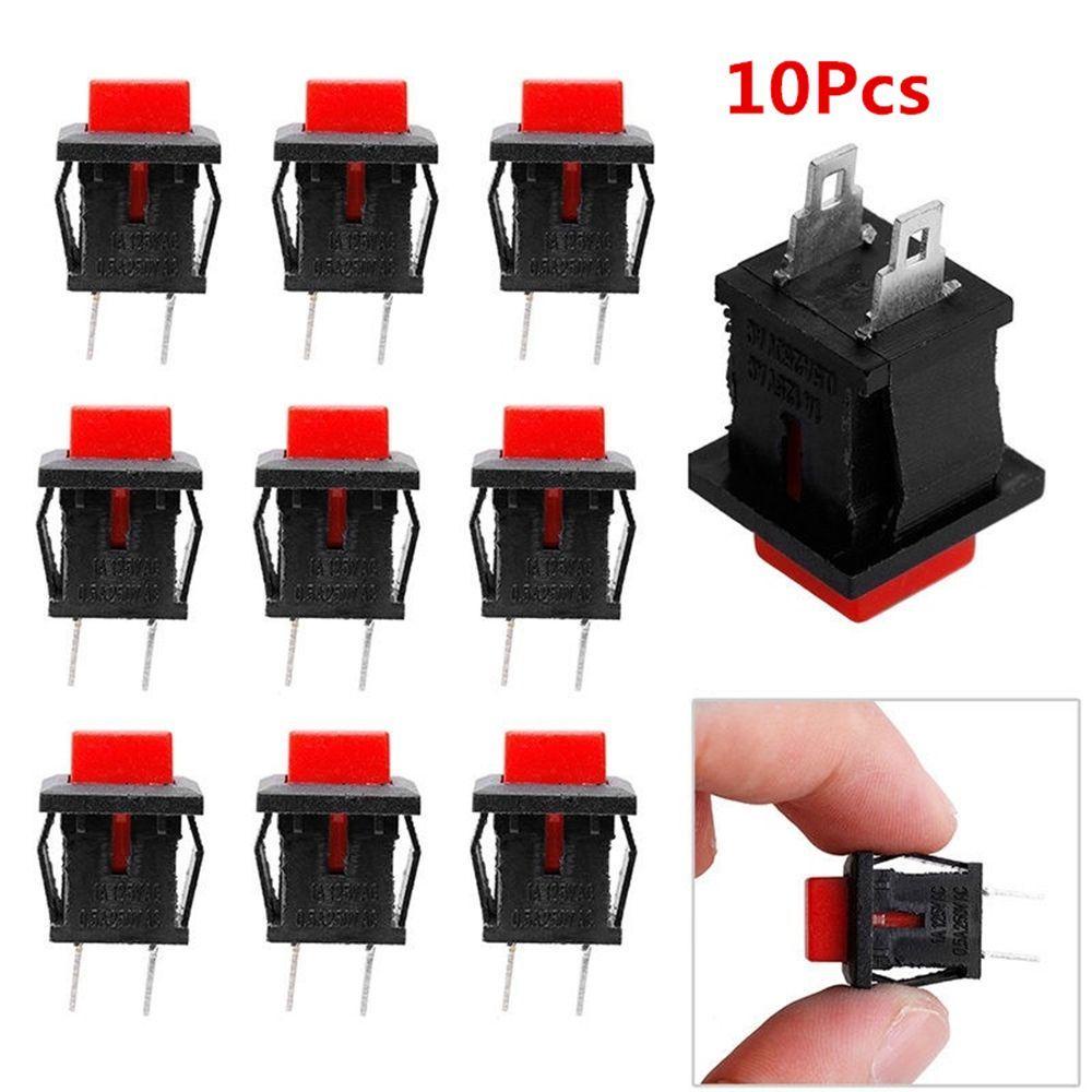 [Elegan] Saklar Tombol 2pin Tahan Lama Red Square SPST 125VAC 1A Push Button