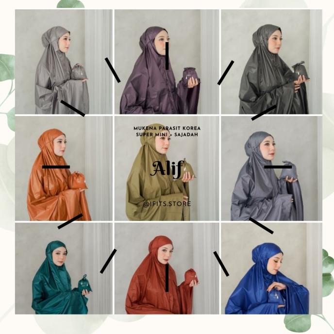 Mukena Traveling Alif Parasit Premium Korea Super Mini + Sajadah