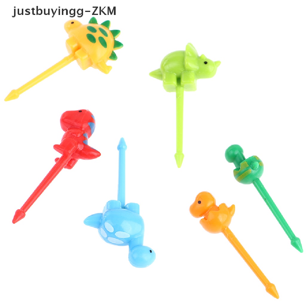 [justbuyingg] 6pcs/set dinosaur Mini Animal Cartoon Food Picks Children Snack Fruit Fork [zkm]