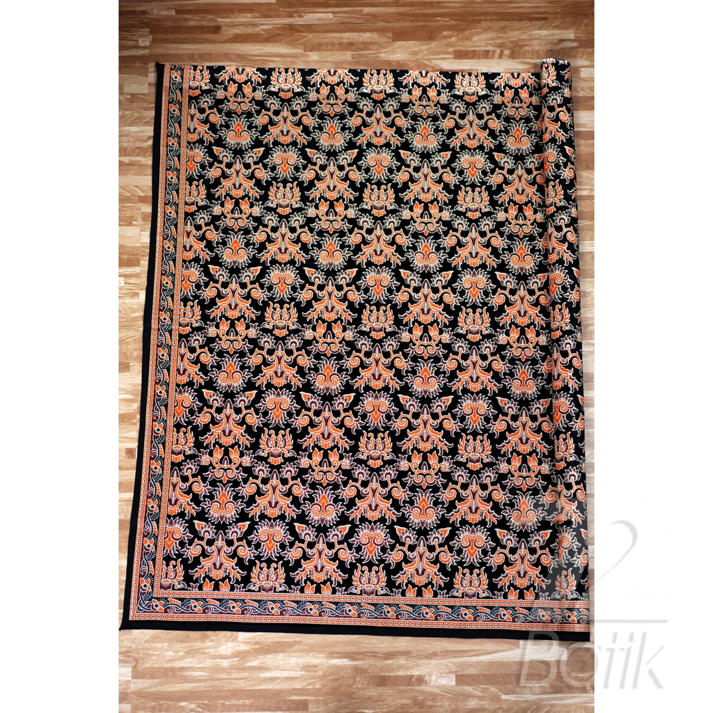 BAHAN BATIK PREMIUM Katun Motif Arum Sari Warna Orange Oranye Hitam Item Putih 722367 Cap 72 Jarik Jarit Samping Kebat Panjang Batik Katun Modern Premium Bahan Seragam Batik Pernikahan Kantor Keluarga Murah Kamen Jadi Batik Bali Lembaran