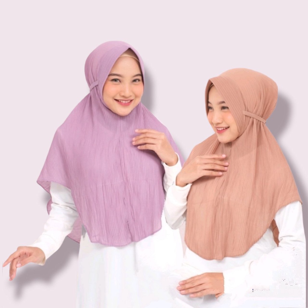 Jilbab bergo maryam plisket lidi full pleated pet antem tali plisket diamond