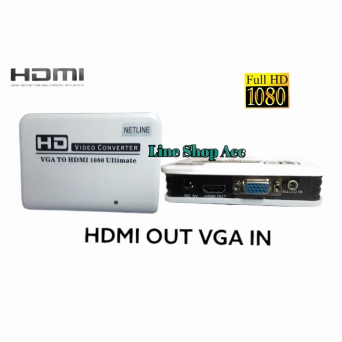 Converter Vga To Hdmi + Adaptor Netline - Vga-Hdmi