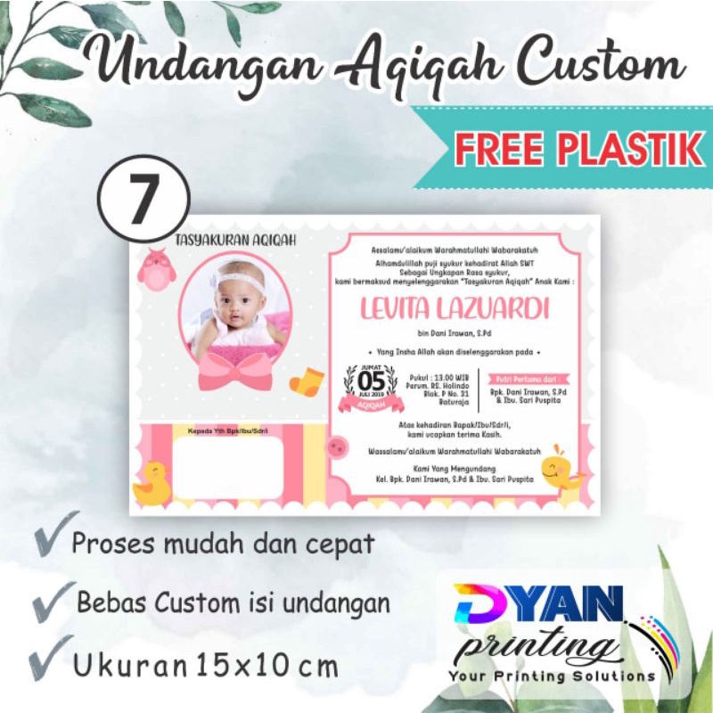 UNDANGAN AQIQAH BAYI CUSTOM FREE PLASTIK UNDANGAN