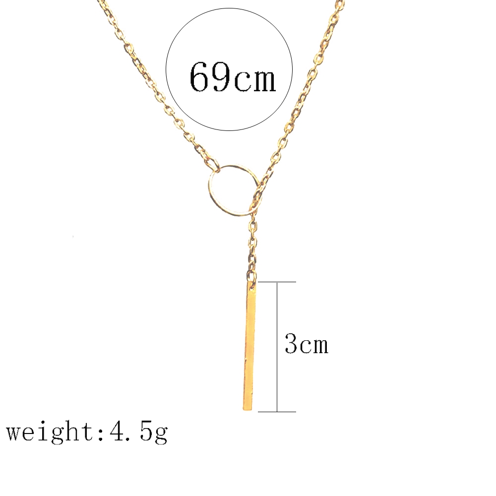 Kalung Rantai Klavikula Pendek Bentuk Lingkaran Bahan Logam Warna Emas Perak Untuk Wanita