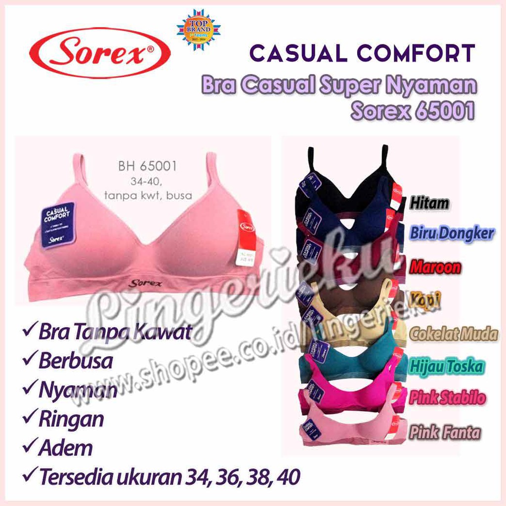 Sorex 65001 BH Bra Wanita Tanpa Kawat Busa Tipis Super Nyaman Asli dan Murah