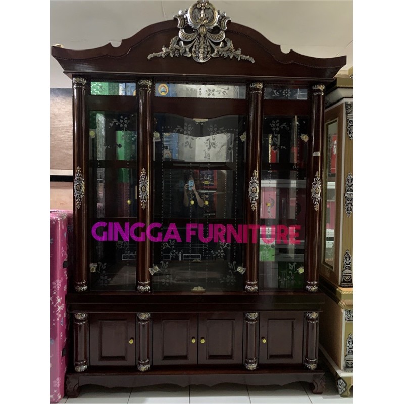 BUFET KACA 4 PINTU BUFET PAJANGAN PINTU KACA LEMARI PAJANGAN