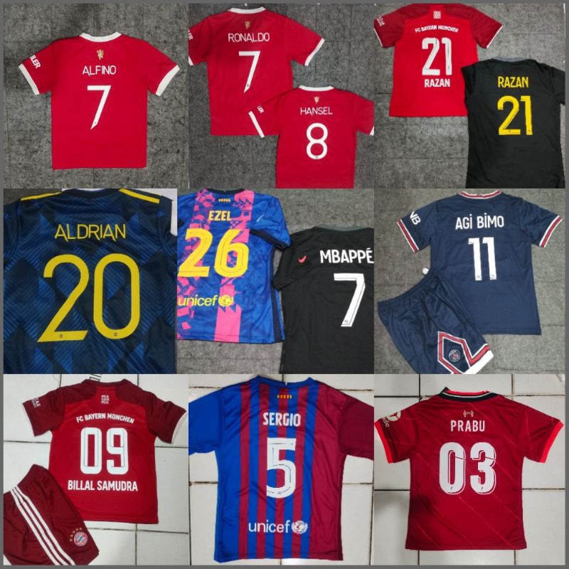 Biaya Sablon ukuran Anak Customized Nama + Nomor / Cetak nama nomor punggung celana dada Setelan Anak / Custom Name &amp; Number for Football Futsal Volley Jersey